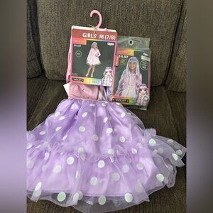 NEW Rainbow High Violet girls size M medium 7/8 Halloween costume dress and wig